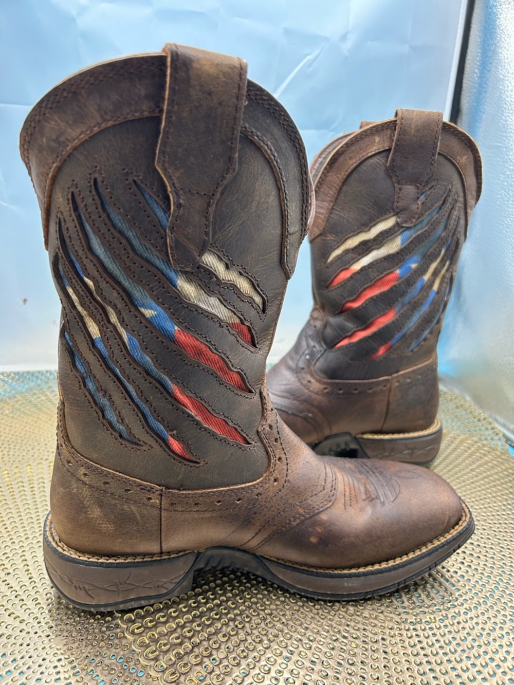 Brother men 8 Texas flag patriotic cowboy work boots